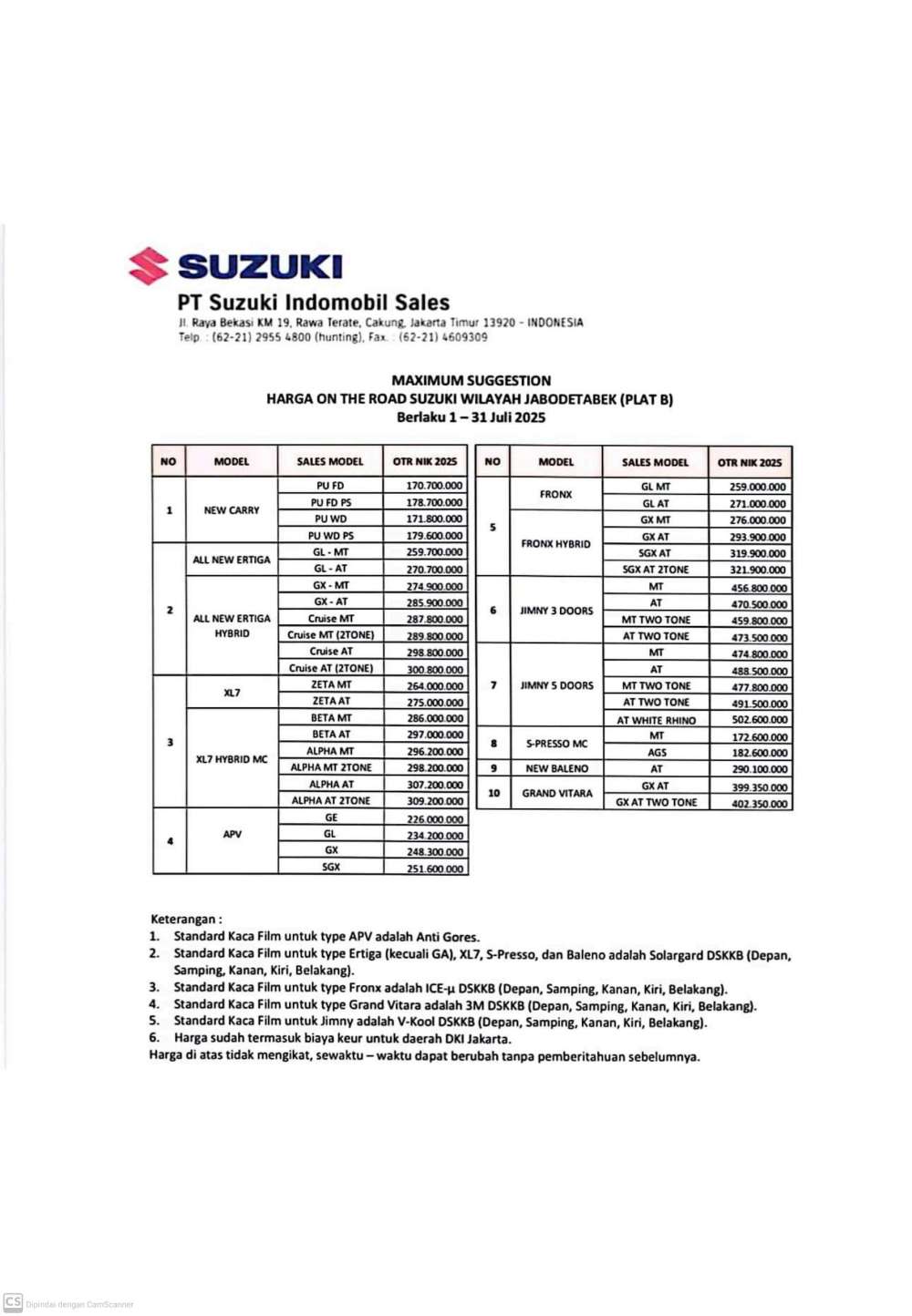 Pricelist 1